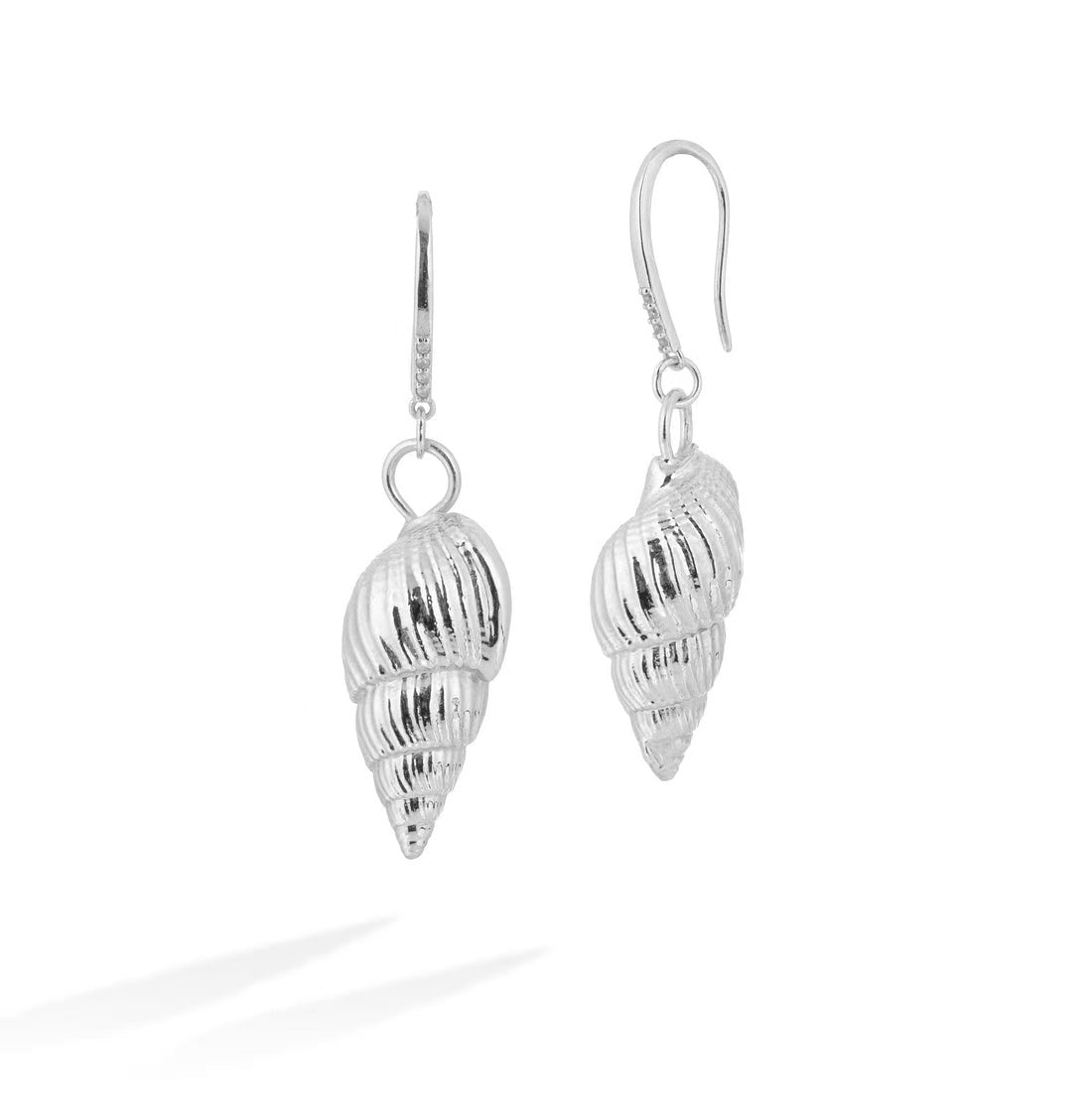 Miyama Biojoias Snail Shell Earrings with Zircon Hooks