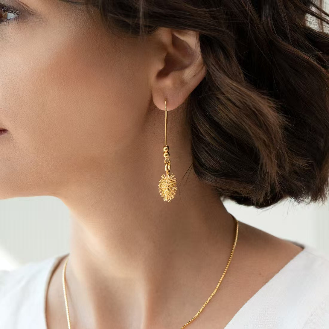 Miyama Biojoias Burr Seed Earring Long Hook