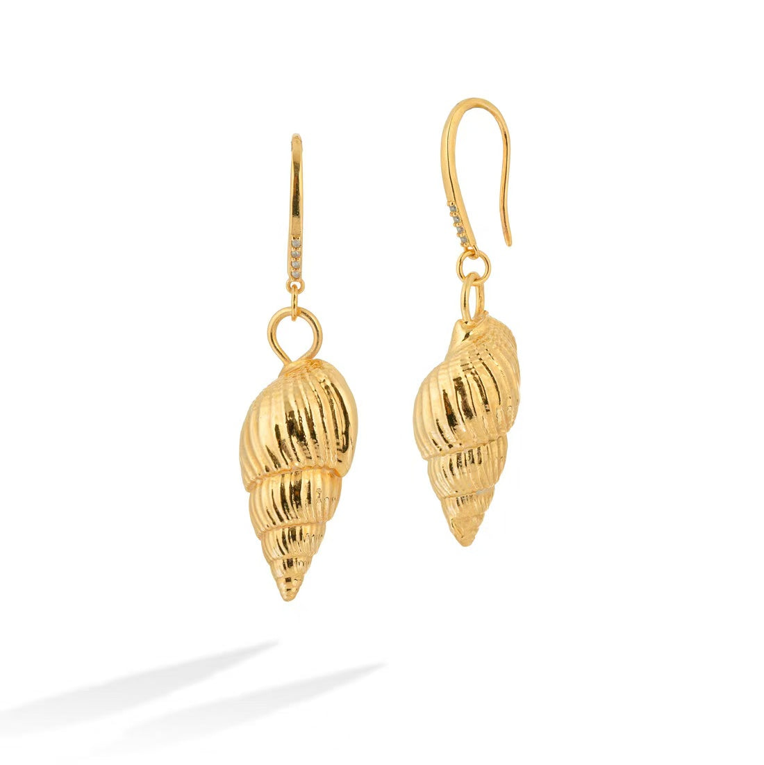 Miyama Biojoias Snail Shell Earrings with Zircon Hooks