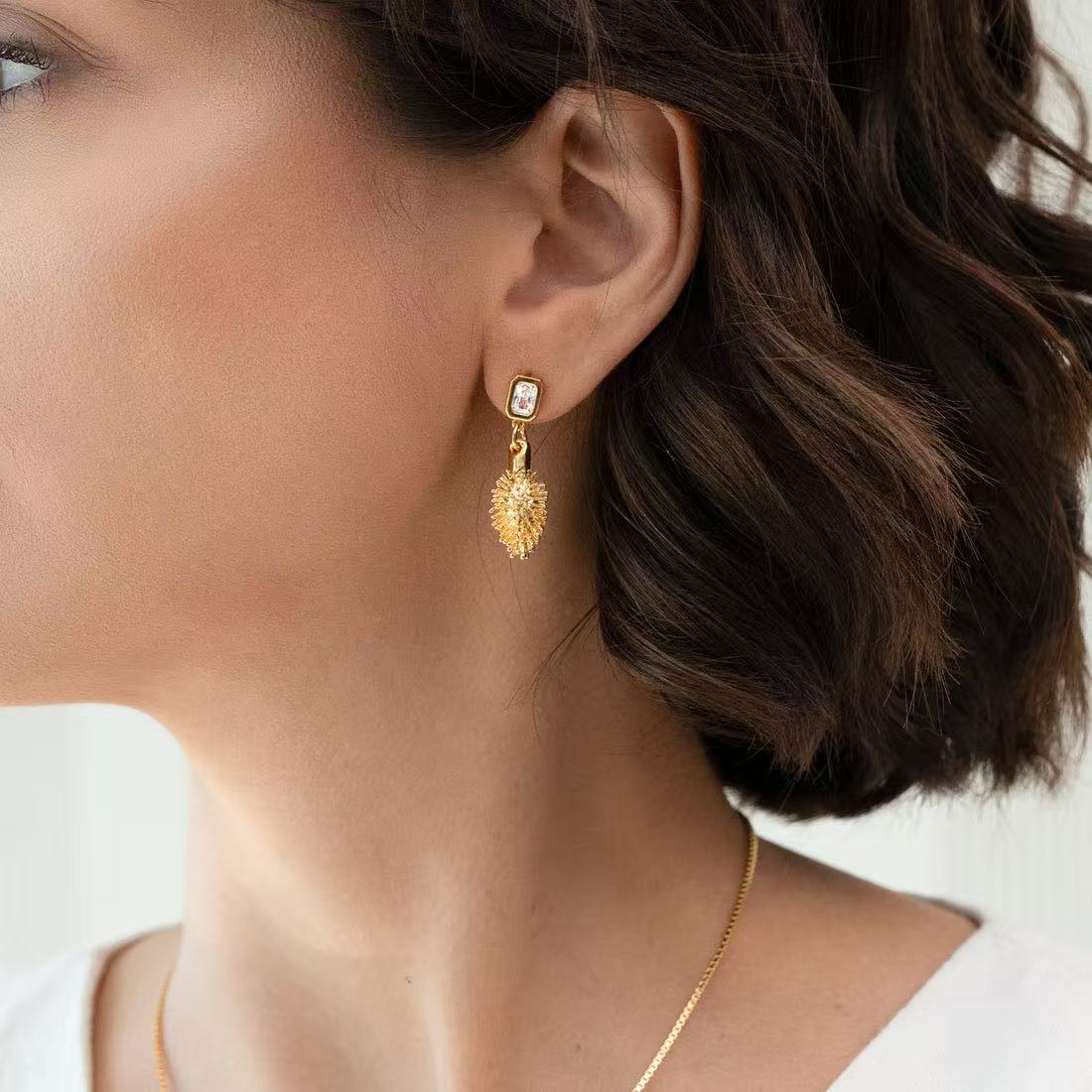 Miyama Biojoias Burr Seed Earring Zriconia Pin