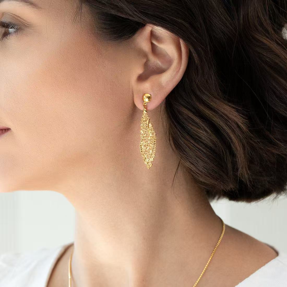 Miyama Biojoias  Skeletonized Leaf  Earring